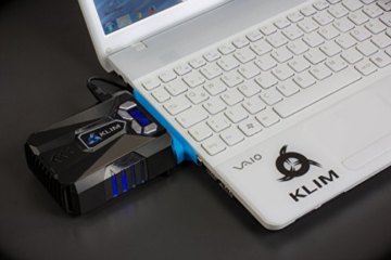 KLIM Cool Universaler Kühler für Spielekonsole Laptop PC - Hochleistungslüfter für schnelle Kühlung - USB Warmluft-Abzug (Blau) - 