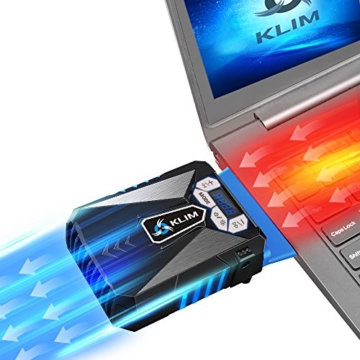 KLIM Cool Universaler Kühler für Spielekonsole Laptop PC - Hochleistungslüfter für schnelle Kühlung - USB Warmluft-Abzug (Blau) -